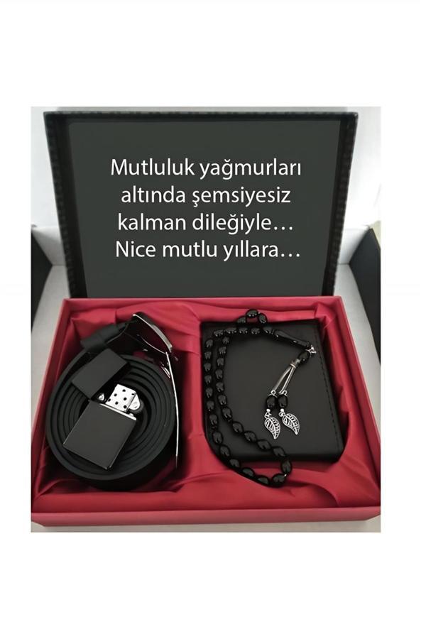 Alsepeteavm Yeni Yıl Hediyesi Cüzdan Kemer Tespih Çakmak Seti - Image 1