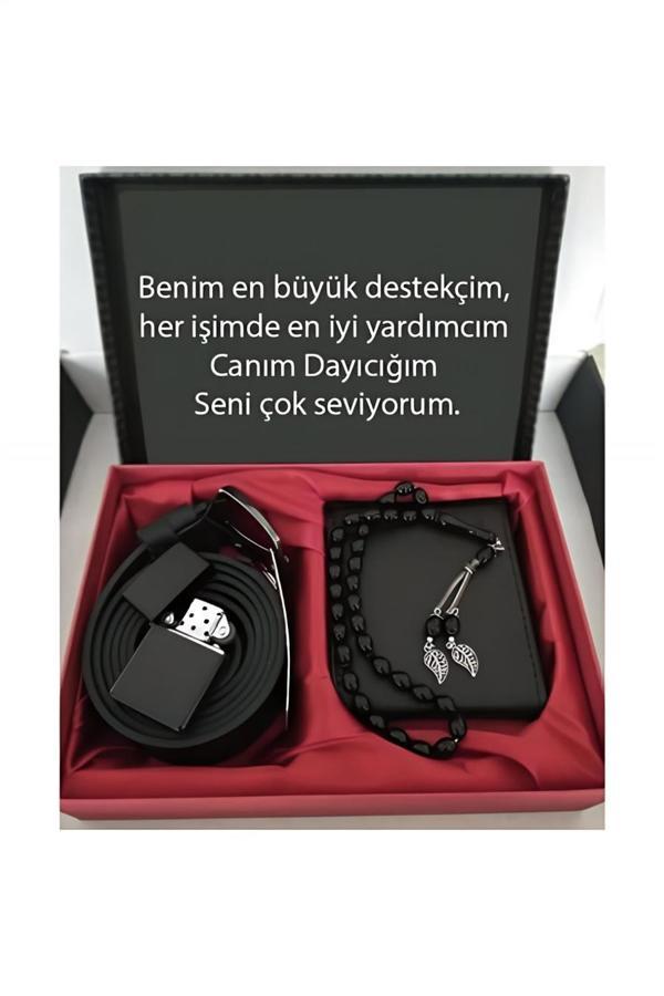 Alsepeteavm Dayıya Hediye Cüzdan Kemer Tespih Çakmak Seti - Image 1