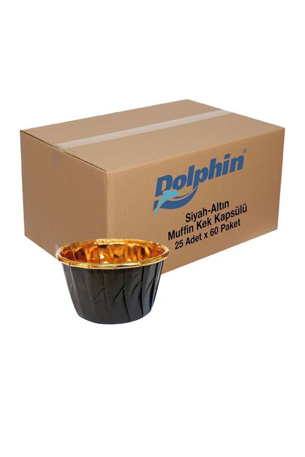 Alsepeteavm  Dolphin Muffin-kek Kapsülü Siyah-altın 25 Adet X 60 Paket-koli - Image 1