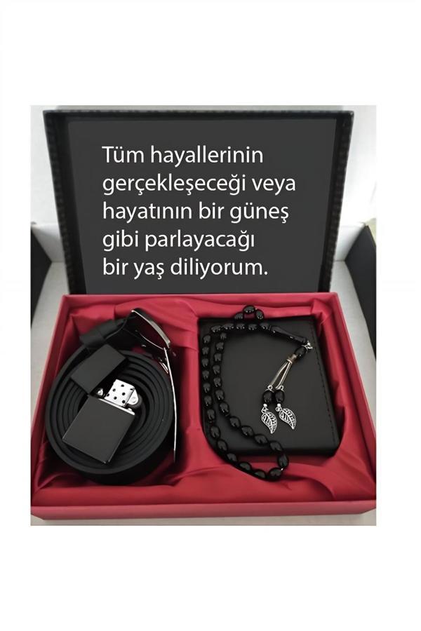Alsepeteavm Doğum Günü Hediyesi Cüzdan Kemer Tespih Çakmak Set - Image 1