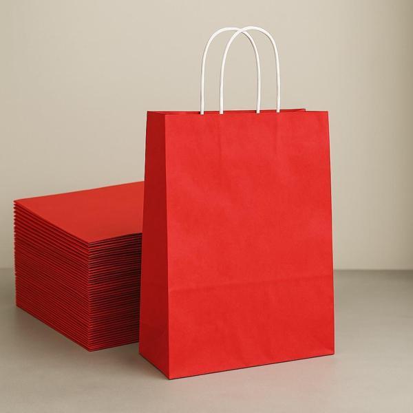 Alsepeteavm  Roll-up Kraft Çanta Kırmızı Büyük Boy 31x41cm 25li - Image 1