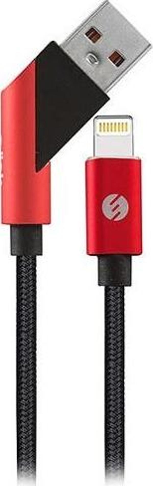 S-Link Swapp Sw-C670 1M 3A İphone Lightning Çapra z Uçlu Şarj Kablosu - Siyah/Kırmızı - Image 1