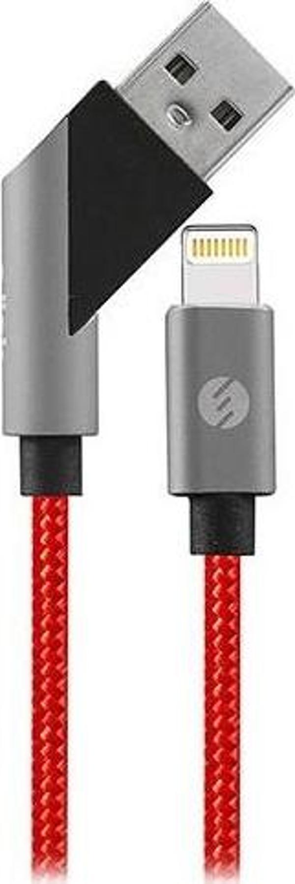 S-Link Swapp Sw-C670 1M 3A İphone Lightning Çapra z Uçlu Şarj Kablosu - Kırmızı/Gri - Image 1