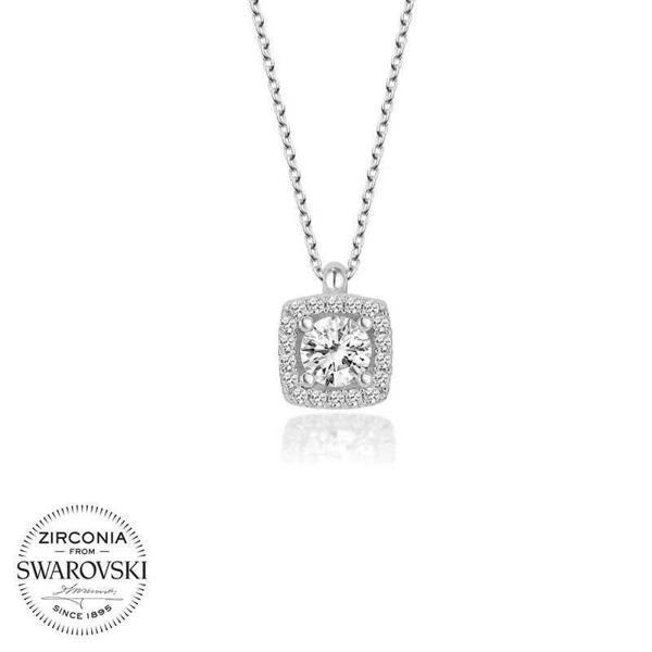 Alsepeteavm Swarovski Taşlı Gümüş  Baget Tektaş Bayan Kolye - Image 1