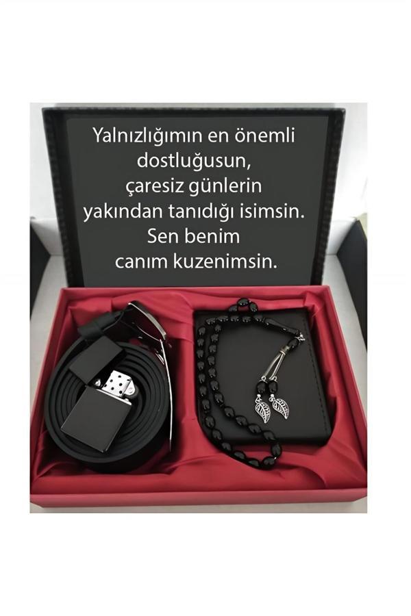 Alsepeteavm Kuzene Hediye Cüzdan, Kemer, Tespih, Çakmak Seti - Image 1