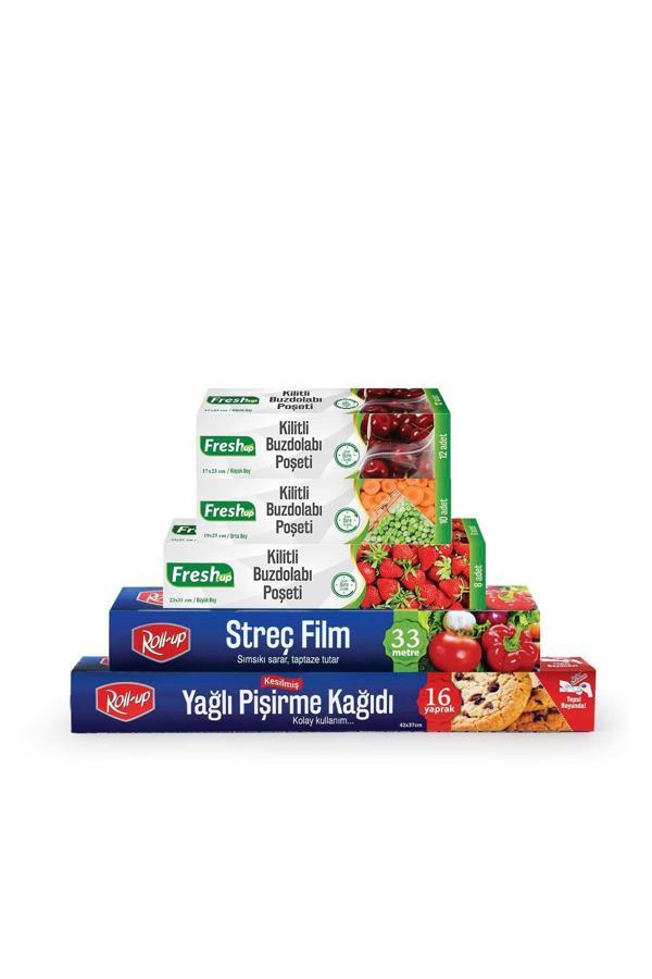 Alsepeteavm  Roll-up Pişirme Kağıdı- Streç Film - Buzdolabı Poşeti Ekonomik Mutfak Seti - Image 1