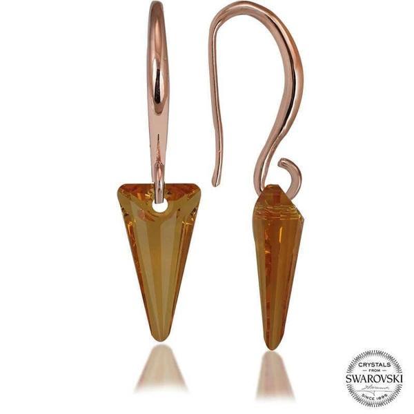 Alsepeteavm Swarovski Crystal Taşlı Gümüş Sarı Taşlı Üçgen Sallantılı Kadın Küpe - Image 1