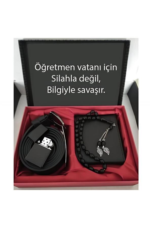 Alsepeteavm Öğretmenler Günü Hediye Cüzdan, Kemer, Tespih, Çakmak - Image 1