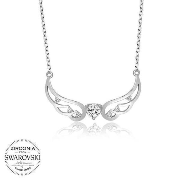 Alsepeteavm Swarovski Taşlı Gümüş Kanat Bayan Kolye - Image 1