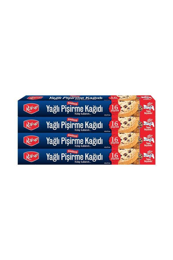 Alsepeteavm  Roll-up Kesilmiş Yağlı Pişirme Kağıdı 16 Yaprak 4lü Kutu Set - Image 1