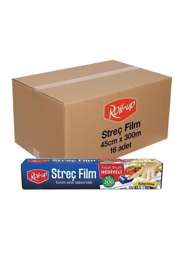 Alsepeteavm  Roll-up Kayar Bıçak Hediyeli Streç Film 45cm X 300m 9mic 16 Adet Koli - Image 1
