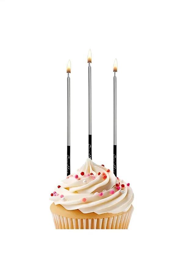 Alsepeteavm Metallic Silver Birthday Candles - Image 1