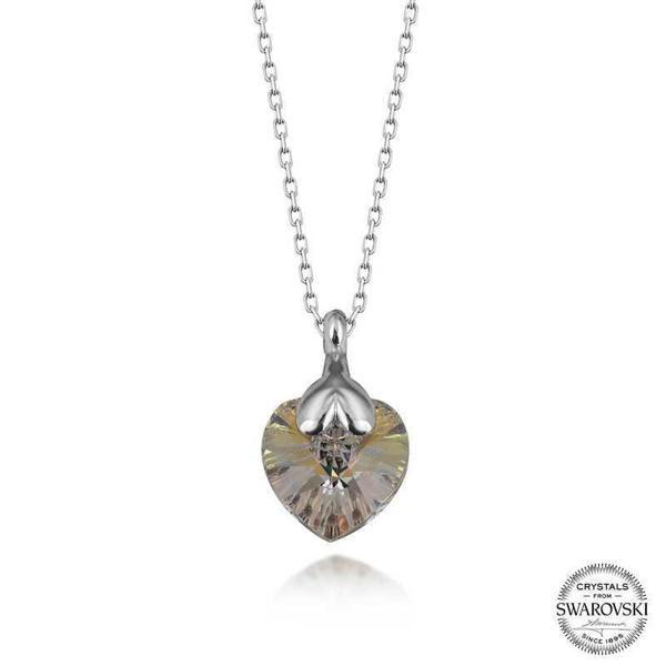 Alsepeteavm Swarovski Crystal Taşlı Gümüş Kalp Kadın Kolye - Image 1