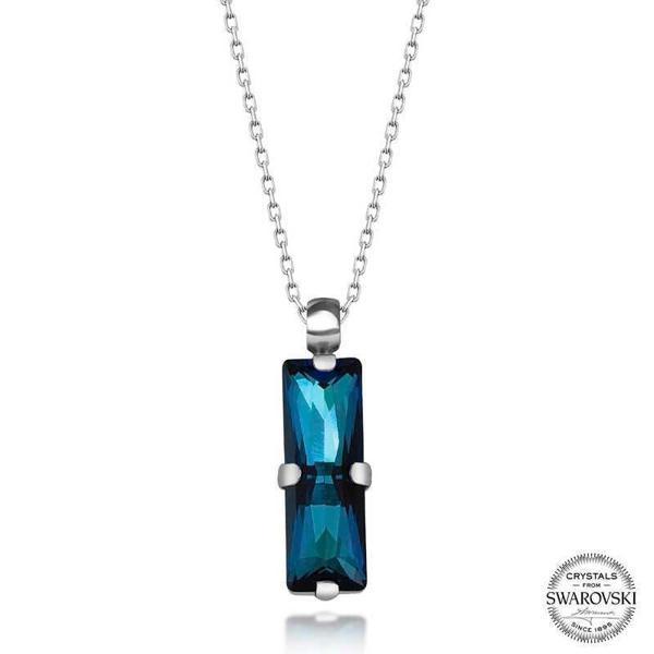 Alsepeteavm Swarovski Crystal Taşlı Mavi Baget Gümüş Kadın Kolye - Image 1