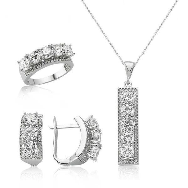 Alsepeteavm Gümüş 5 Taş Bayan Set - Image 1