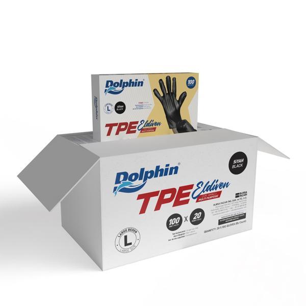 Alsepeteavm  Dolphin Siyah Tpe Eldiven L Beden 100 Adet X 20 Paket - Koli - Image 1