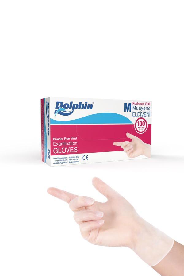 Alsepeteavm  Dolphin Beyaz Vinil Eldiveni Pudrasız M 100 Adet - Image 1