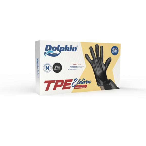 Alsepeteavm  Dolphin Siyah Tpe Eldiven M Beden 100 Adet - Image 1