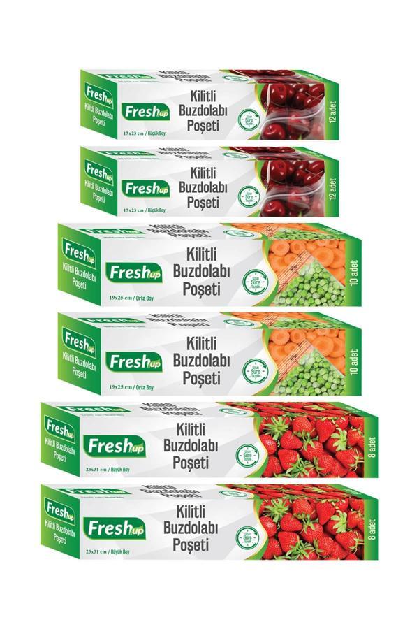 Alsepeteavm  Fresh-up Kilitli Buzdolabı Poşeti Seti 6 Kutu 60 Adet - Image 1