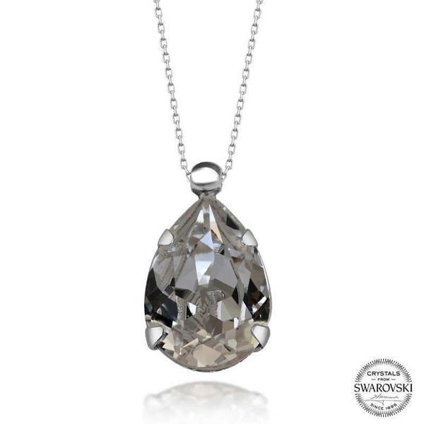 Alsepeteavm Swarovski Crystal Taşlı Damla Gümüş Kadın Kolye - Image 1