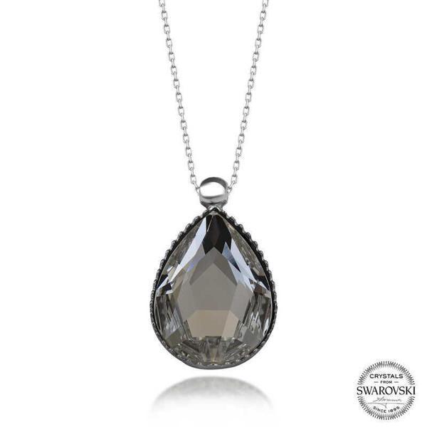 Alsepeteavm Swarovski Crystal Taşlı Damla Gümüş Kadın Kolye - Image 1