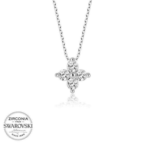 Alsepeteavm Swarovski Taşlı Gümüş Çiçek Bayan  Kolye - Image 1