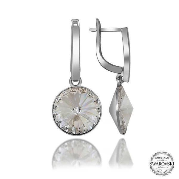 Alsepeteavm Swarovski Crystal Taşlı Gümüş Beyaz Sallantılı Kadın Küpe - Image 1