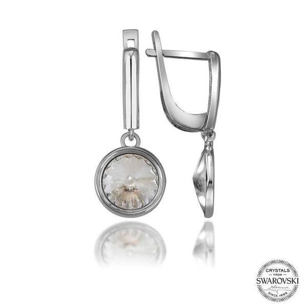 Alsepeteavm Swarovski Crystal Taşlı Gümüş Beyaz Sallantılı Kadın Küpe - Image 1