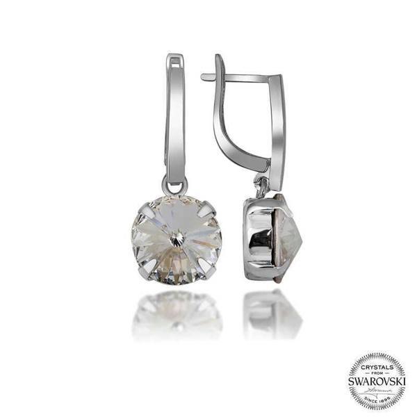 Alsepeteavm Swarovski Crystal Taşlı Gümüş Beyaz Sallantılı Kadın Küpe - Image 1