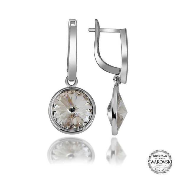 Alsepeteavm Swarovski Crystal Taşlı Gümüş Beyaz Sallantılı Kadın Küpe - Image 1