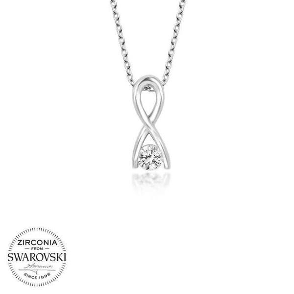 Alsepeteavm Swarovski Taşlı Gümüş Sonsuzluk Bayan Kolye - Image 1
