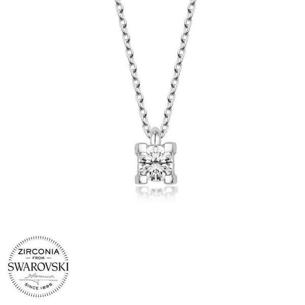 Alsepeteavm Swarovski Taşlı Gümüş Tektaş Bayan Kolye - Image 1