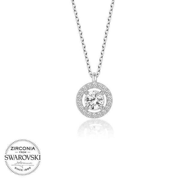 Alsepeteavm Swarovski Taşlı Gümüş Tektaş Bayan Kolye - Image 1