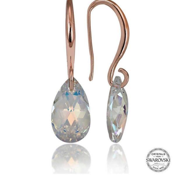 Alsepeteavm Swarovski Crystal Taşlı Gümüş Damla Sallantılı Kadın Küpe - Image 1