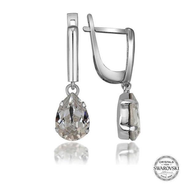 Alsepeteavm Swarovski Crystal Taşlı Gümüş Damla Sallantılı Kadın Küpe - Image 1