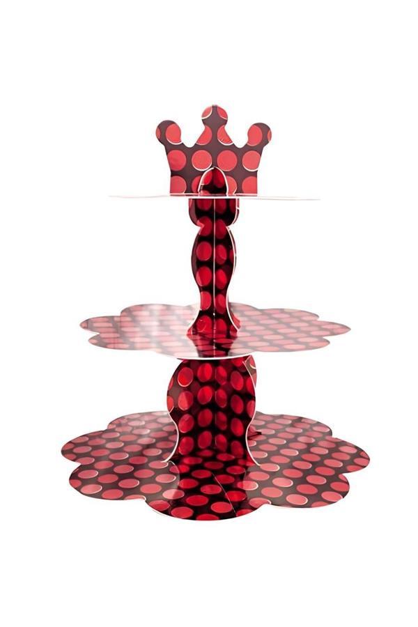 Alsepeteavm Metalik Kırmızı Puantiyeli Cupcake Standı - Image 1