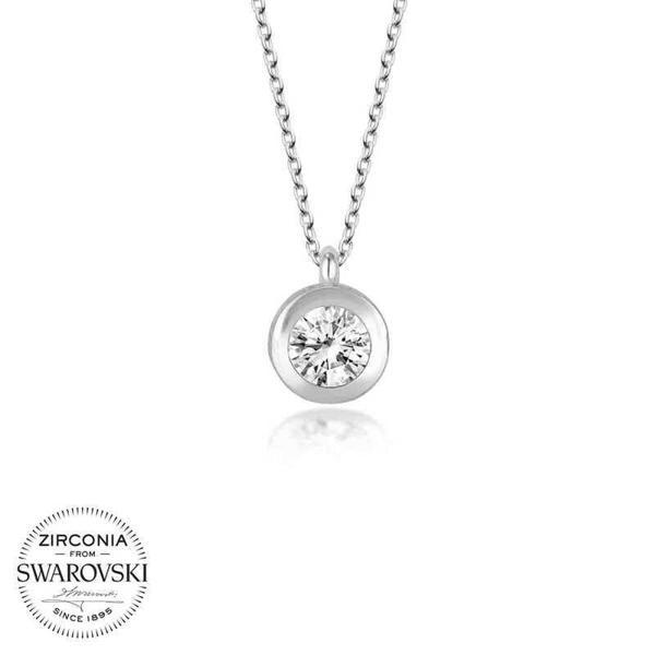 Alsepeteavm Swarovski Taşlı Gümüş Tektaş Bayan Kolye - Image 1