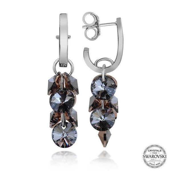Alsepeteavm Swarovski Crystal Taşlı Gümüş Salkım Sallantılı Çivili Kadın Küpe - Image 1