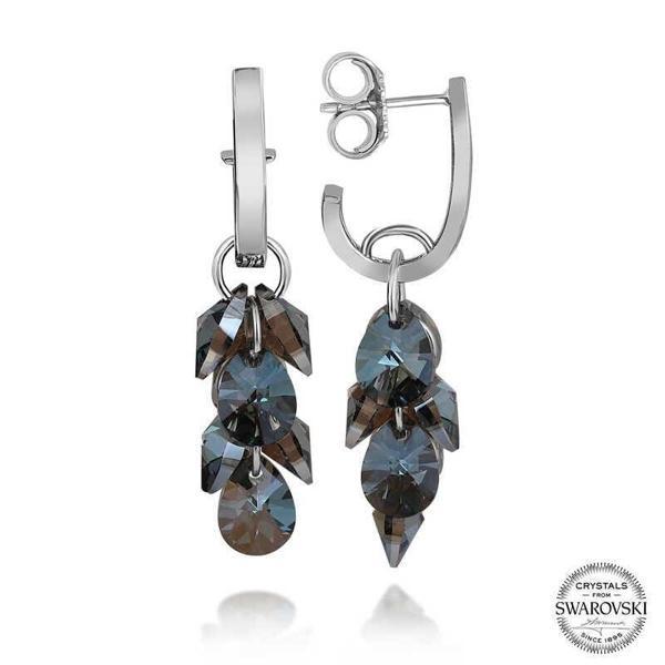 Alsepeteavm Swarovski Crystal Taşlı Gümüş Salkım Sallantılı Çivili Kadın Küpe - Image 1