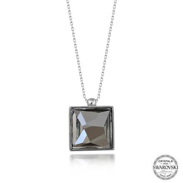 Alsepeteavm Swarovski Crystal Taşlı Kare Gümüş Kadın Kolye - Image 1