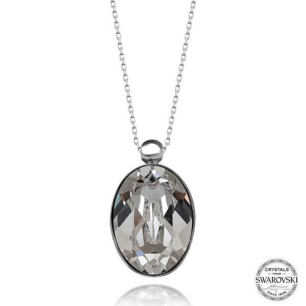 Alsepeteavm Swarovski Crystal Taşlı Oval Gümüş Kadın Kolye - Image 1