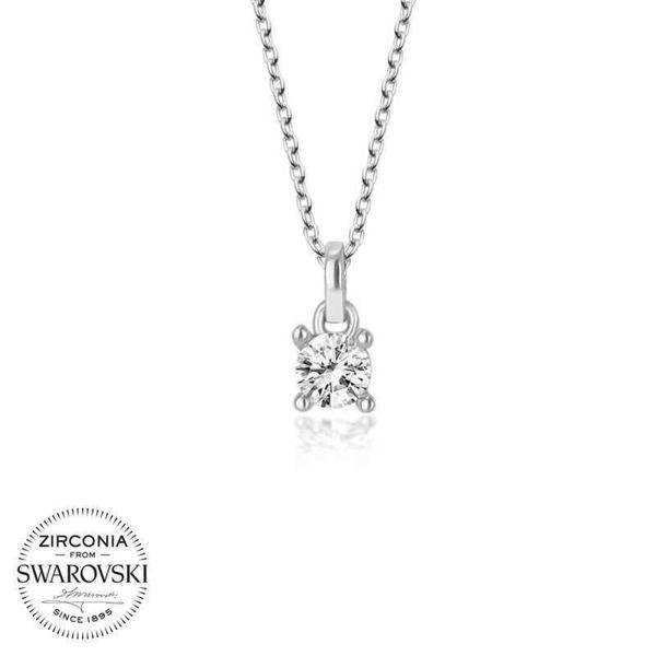 Alsepeteavm Swarovski Taşlı Gümüş Tektaş Bayan Kolye - Image 1