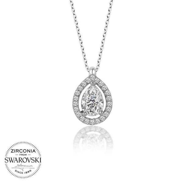 Alsepeteavm Swarovski Taşlı Gümüş Tektaş Bayan Kolye - Image 1
