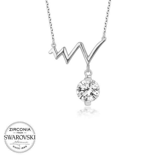 Alsepeteavm Swarovski Taşlı Gümüş Ritim Bayan Kolye - Image 1