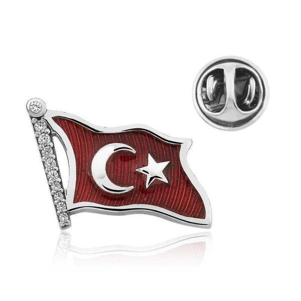 Alsepeteavm Gümüş Türk Bayrağı Rozet - Image 1
