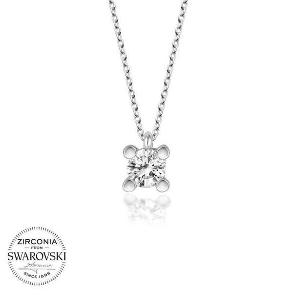 Alsepeteavm Swarovski Taşlı Gümüş Tektaş Bayan Kolye - Image 1