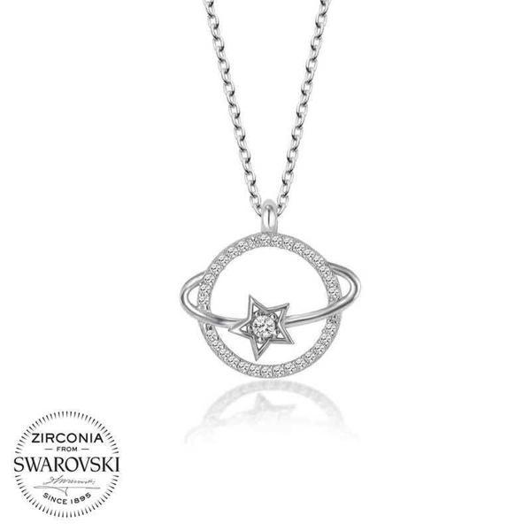 Alsepeteavm Swarovski Taşlı Gümüş Gezegen Bayan Kolye - Image 1