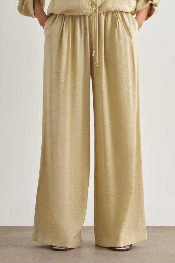 Mizalle Modal Karışımlı Rahat Kesim Beli Lastikli Su Yeşili Pantolon - Image 1