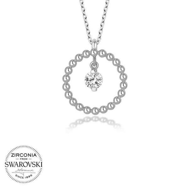 Alsepeteavm Swarovski Taşlı Gümüş Çember Tektaş Bayan Kolye - Image 1