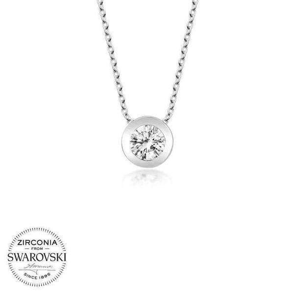 Alsepeteavm Swarovski Taşlı Gümüş Çember Tektaş Bayan Kolye - Image 1